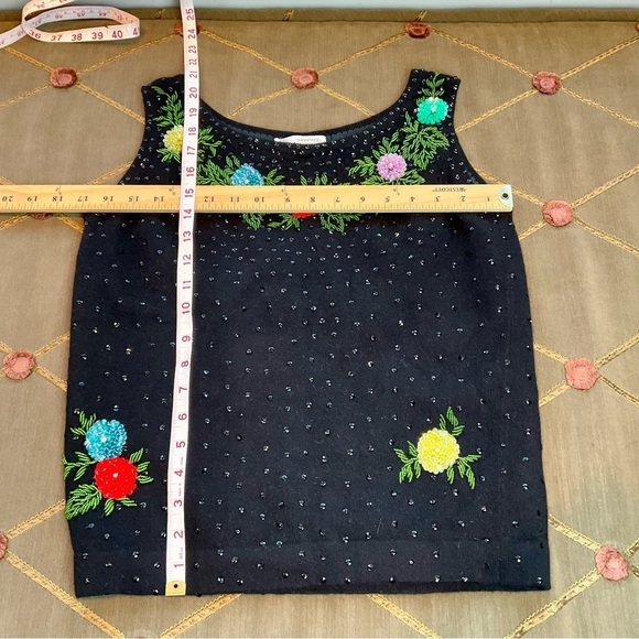 Vintage Sweater Lambswool Angora Beaded Sequins Floral (38) - Picture 7 of 7